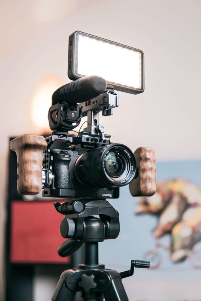 Camera, microphone, and light