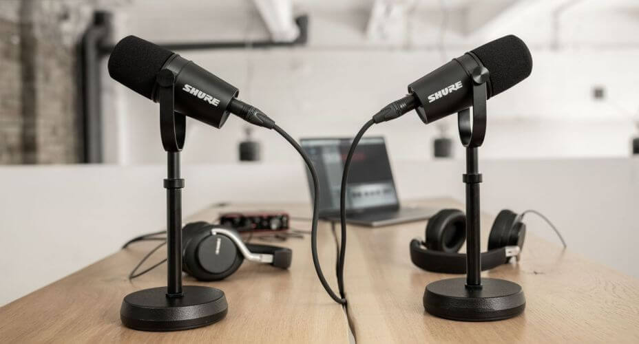 2 Shure MV7X microphones
