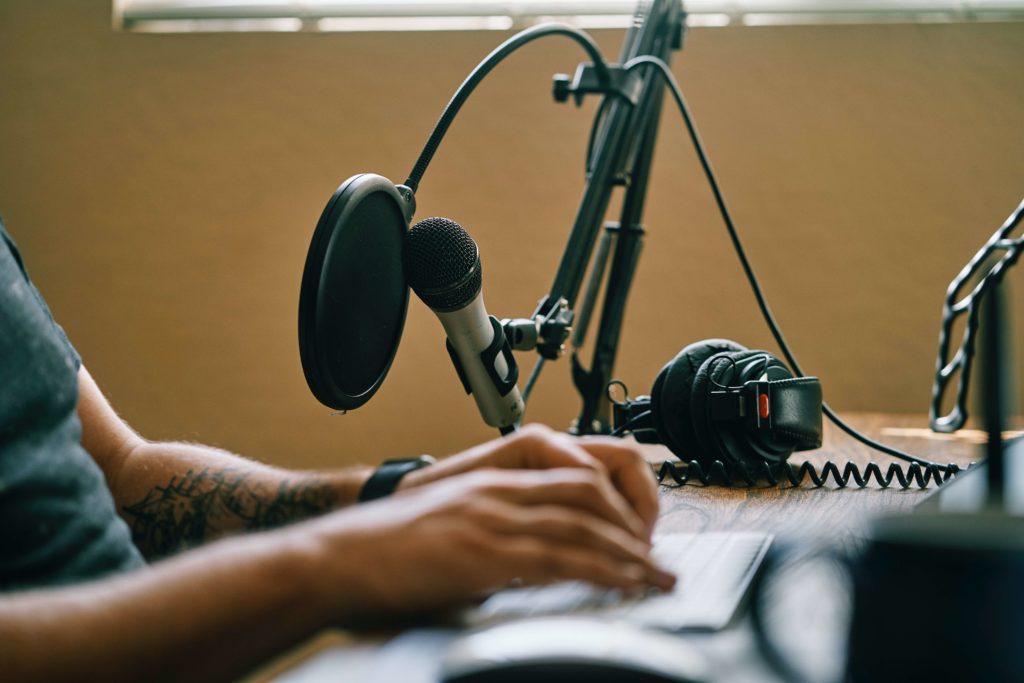 Podcast Setup at person's desk