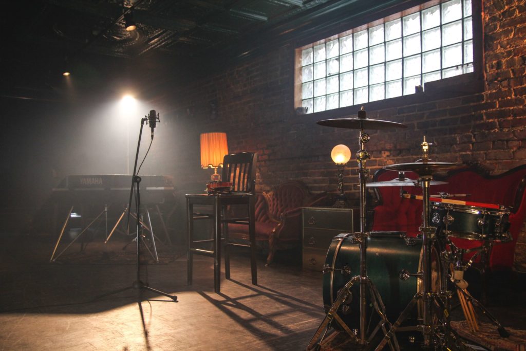 Band on-stage setup.